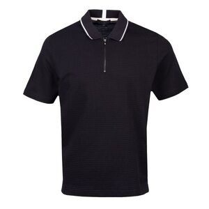 Ted Baker Mens Black Buer Textured Zip Polo Shirt